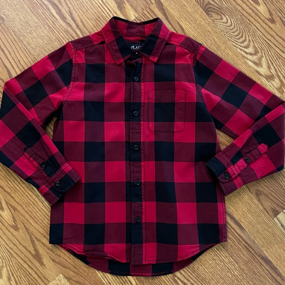 Buffalo check boys button up shirt.